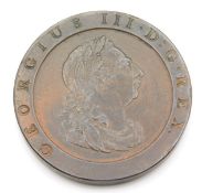 A 1797 George III two pence piece, very good quali