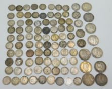 A quantity of pre-1920 silver coinage including sh