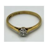 An 18ct gold diamond ring, approx. 0.15ct, 2.1g, s