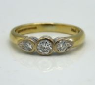 An 18ct gold trilogy ring set with 0.5ct of diamon