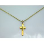 A 9ct gold chain & cross, 2.8g, 540mm