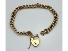 A 9ct gold curb link bracelet, a/f, 190mm long, 6.