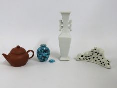 A Chinese Yixing style teapot & three other Chines