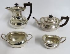 A four piece silver plated tea & coffee set, coffe