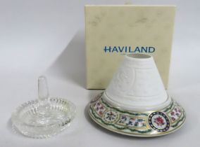 A boxed porcelain Haviland tea light holder twinne