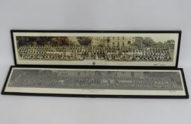 Two framed panoramic photographs of West Cornwall School, Penzance, dated October 1947 & July 1949,