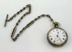 A silver pocket watch with Albert, inscription to
