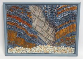 A Chris Perkins textile picture titled Cliff Face,