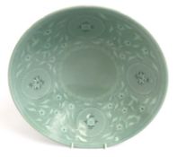 A good quality 20thC. Chinese celadon bowl, signed