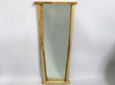 A rustic sycamore framed mirror, 1204mm tall x 406