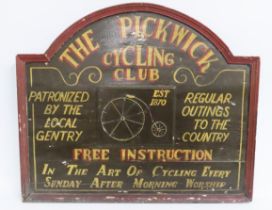 A wooden advertising sign, 'The Pickwick Cycling C