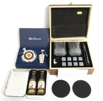 Two cased 5cl miniature whiskies, a Ben Sherman fl