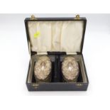 A boxed set of Birmingham silver mounted clothes b