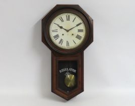 A late 19thC. Ansonia Clock Co. mahogany drop dial