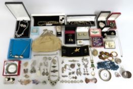 A quantity of mixed costume jewellery including a