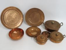 A Persian style copper dish, 295mm diameter twinne