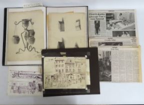 A portfolio of art & ephemera including newspaper