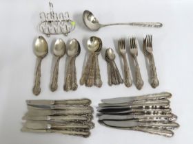 A quantity of silver plated cutlery, a matching la