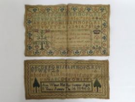 A pair of early Victorian samplers by Ann Wilmot-H