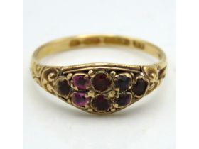 A Victorian 15ct gold ring set with garnet, 1.6g,
