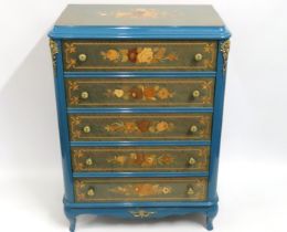 An Italianate style chest of drawers with inlaid d