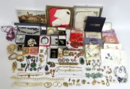 A quantity of costume jewellery items & handkerchi