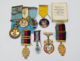 A quantity of Masonic medallions including one sil