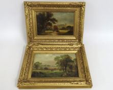 A pair of framed oil on panel landscapes, image si