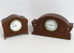 Two Edwardian mantle clocks, both with inlay, wide