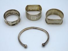 Three silver napkin rings, two monogrammed/inscrib