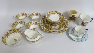 A Royal Albert 8139 porcelain cup & saucer twinned with a quantity of Aynsley tea ware & two Edward