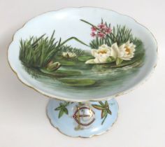 A 19thC. hand painted porcelain comport, dated 188