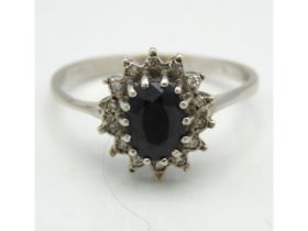 A 14ct white gold ring set with fourteen small dia