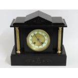 A late Victorian slate mantle clock, 298mm wide x