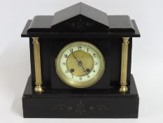 A late Victorian slate mantle clock, 298mm wide x