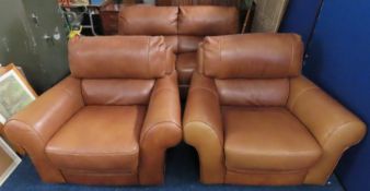 A 'Sofaitalia' three piece leather suite comprising a two seater sofa & two armchairs in very clean