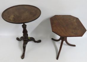 Two pedestal tables, tallest 650mm with a diameter