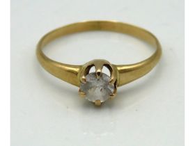 A 14ct gold ring set with white stone, 1.4g, size
