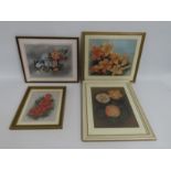 Maureen E. Airey, Cornwall, seven framed floral pastel paintings