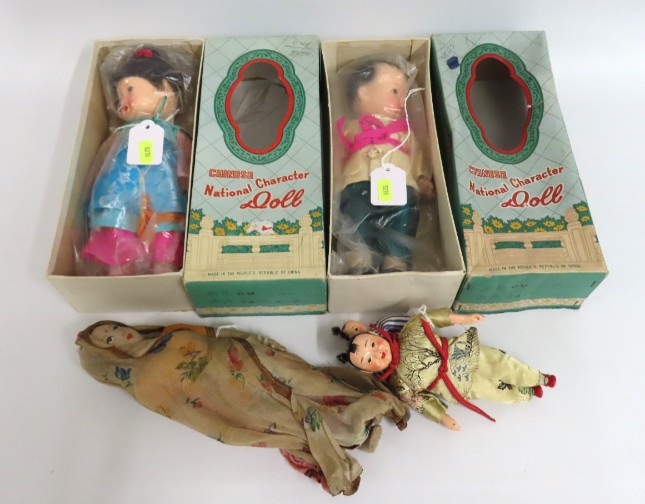 Two boxed mid 20thC. Chinese dolls, one Indian dol
