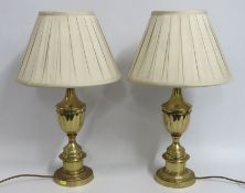 A pair of Endon style brass lamps with lined silk