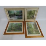 Maureen E. Airey, Cornwall, twelve framed green woodland pastels paintings