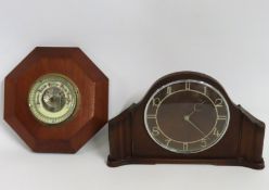 A mounted barometer with enamelled dial & mid 20th