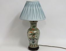 A decorative lamp with Chinese porcelain vase base