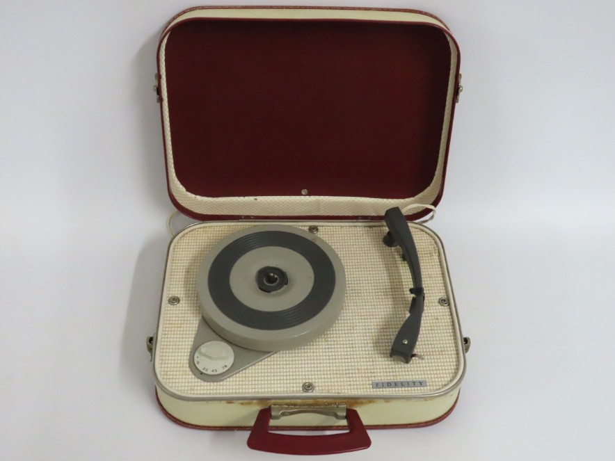 A cased Fidelity record player, model HF31