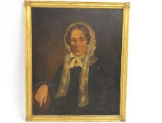 A gilt framed 19thC. oil portrait of woman, image