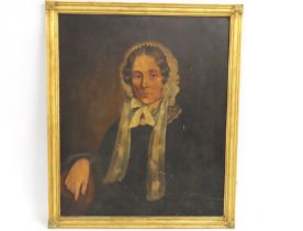 A gilt framed 19thC. oil portrait of woman, image