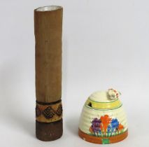 A Clarice Cliff Crocus honey pot, two small 'flake