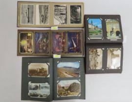 Four postcard albums including approx. 70 relating to Wales; approx. 245 in total