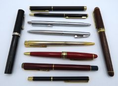 Nine ball point pens including Parker & Papermate